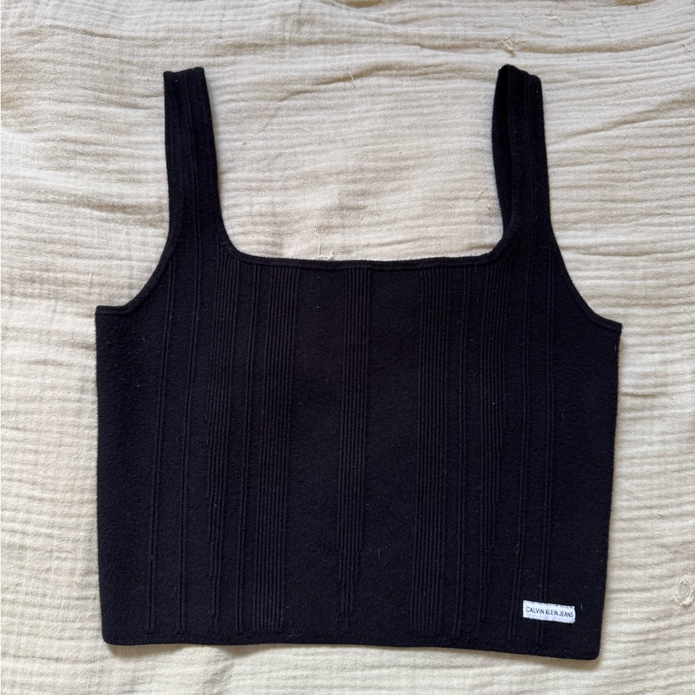Calvin Klein Jeans Black Ribbed Tank